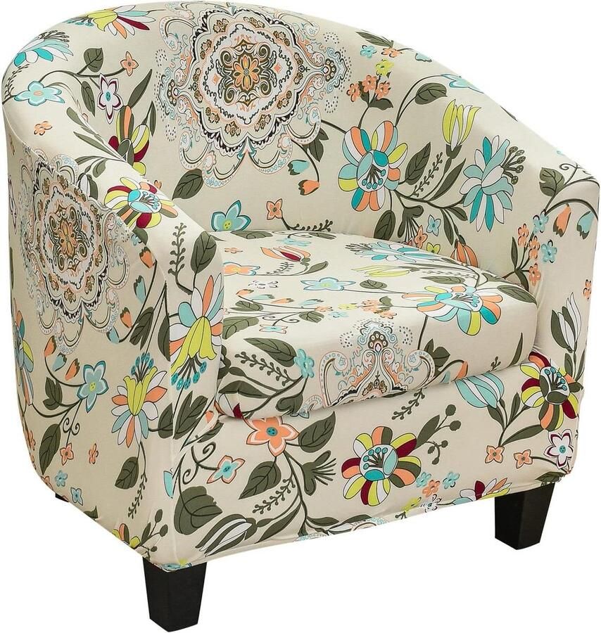 2-delige set opgewaardeerd 2 IN 1 ontwerp emmer stoelhoezen hoge stretch bedrukte zachte fauteuilhoezen voor eetkamer woonkamer Print 20