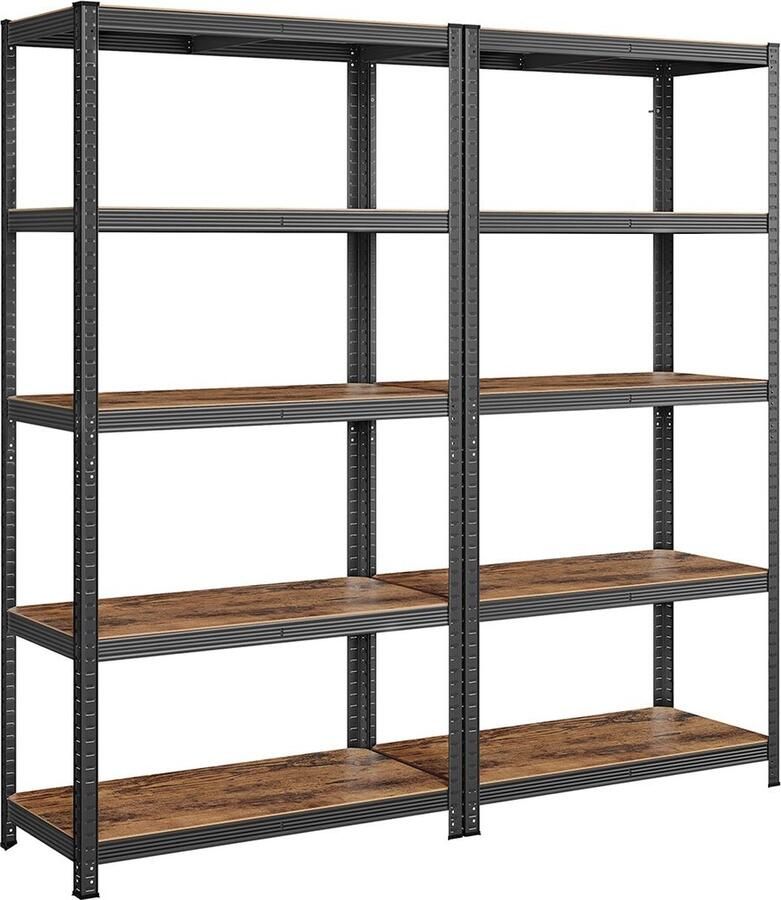 Rootz Living Rootz 2-delige set staande planken hoge planken industriële opslag vintage bruin-zwart 50 cm x 100 cm x 200 cm