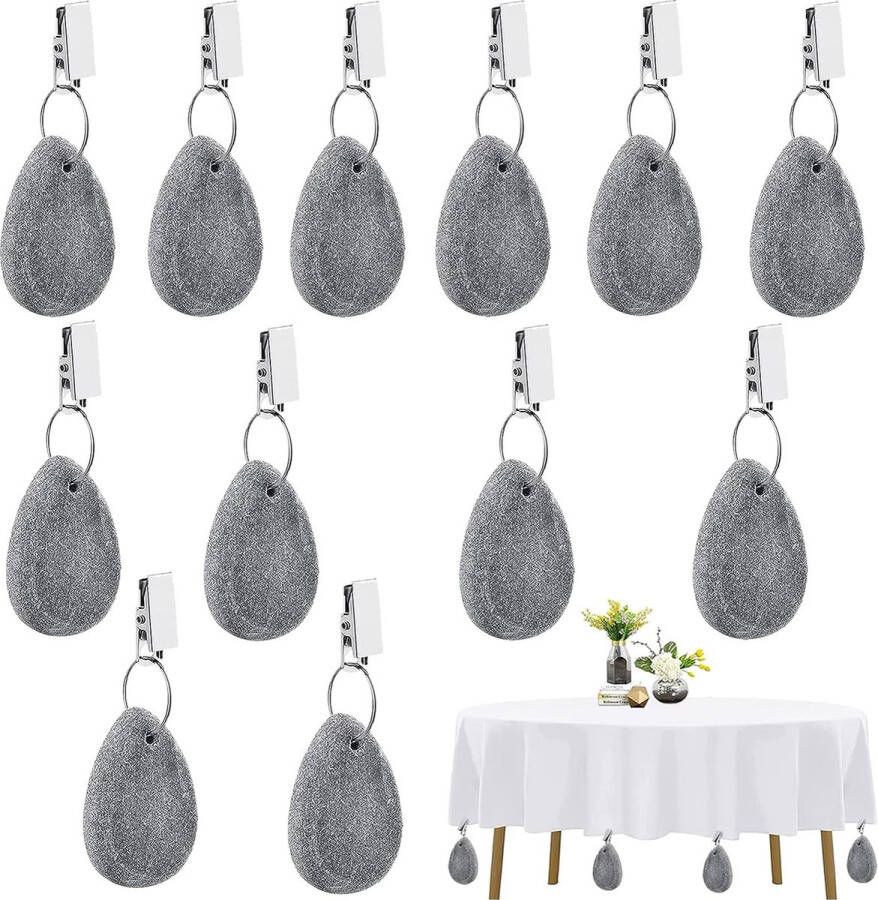 2-delige tafelkleedgewichten van natuursteen tafelkleedgewichten voor buiten Tafelkleedgewichten Set met clip Grijze stenen tafelkleedgewichten voor tafelkleden Clips voor picknicks