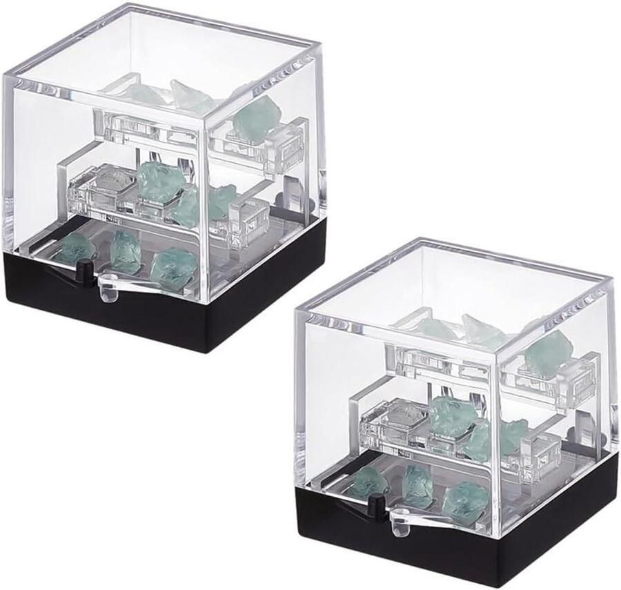 2-delige transparante vitrine Vierkante vitrinekast voor mineralen en kristallen Ideale oplossing voor verzamelaars en decoratie 35x35x35 mm