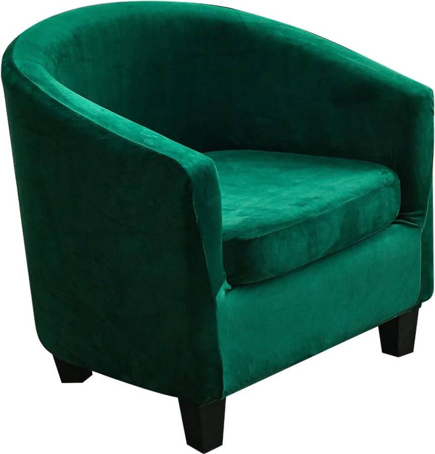 2-delige Tub Club stoelhoezen hoge stretch fauteuil bankhoes met kussensloop fluwelen meubelbeschermer zachte bankhoezen voor eetkamer woonkamer kantoor receptie Donkergroen