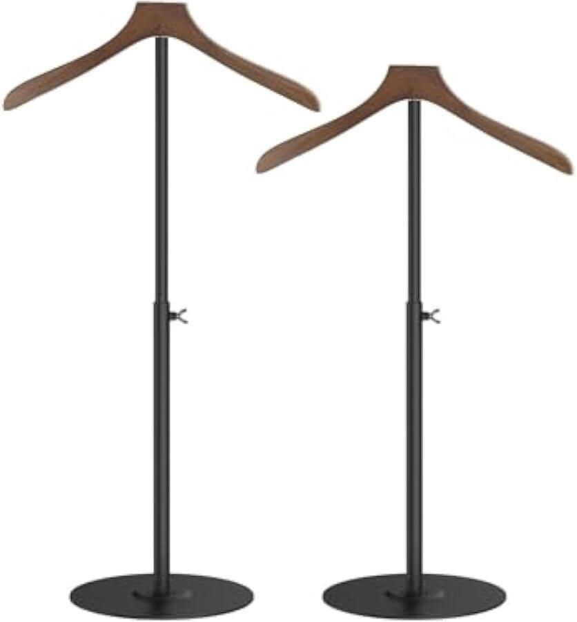 2-delige verstelbare kledingrek kledingstandaard kledingrek voor overhemden kledinghangerrek met voet draagbare hangende houten kledingrek voor kleding jassenwinkel