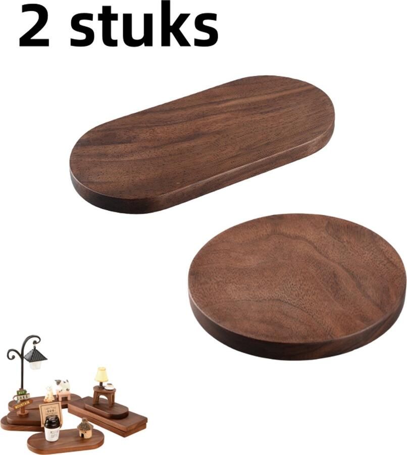 2-delige walnoot basis ornament massief hout handgemaakt scène model bureau ornament vaste basis-walnoot kleur