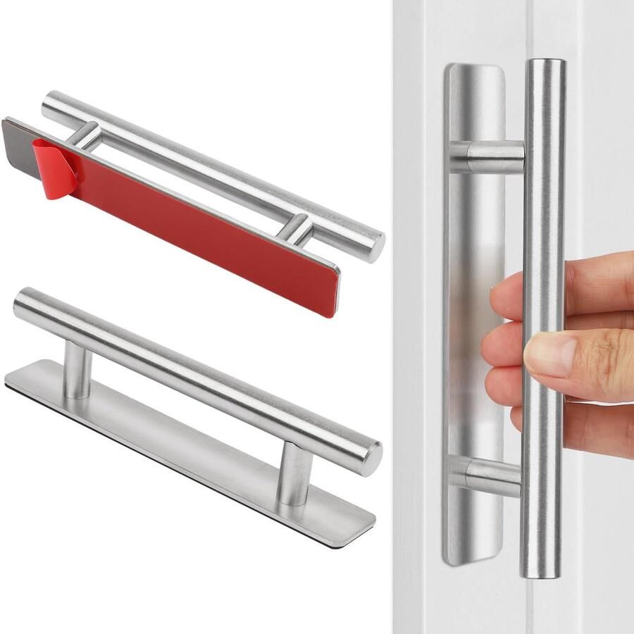 2-delige zelfklevende roestvrijstalen handgrepen schuifdeurgrepen voor keukenkasten badkamerladen kastdeuren toiletkasten garages schuren. 150x25mm zilver