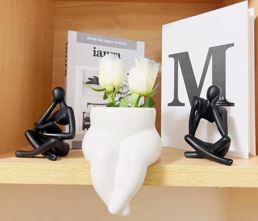 2-delige Zwarte Lezersbeelden Moderne Abstracte Esthetische Sculpturen Contemplatieve Harsfiguren Woondecoratie Ornamenten Voor in De Woonkamer studeerkamer op Het Bureau Peinzende Beelden Lezende Beelden