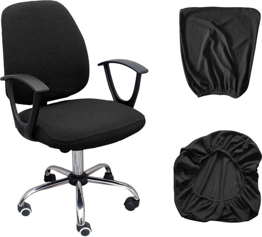 2-delige zwarte stoelhoes inclusief 1 kussen en 1 rugleuning polar fleece maïs plaid split stoelhoes voor kantoor en thuiscomputerstoelbekleding elastische stoelhoes voor bureaustoelen