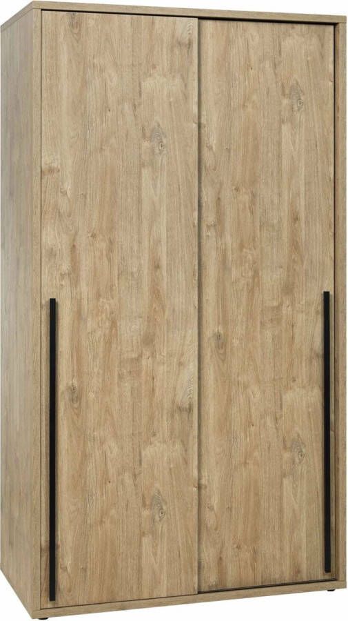 2-deurs schuifdeurkast Edison Eiken Breedte 120 cm Hoogte 216 cm Diepte 63 cm Met hanggedeelte Met planken Met schuifdeur