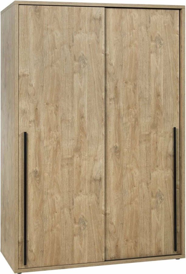 2-deurs schuifdeurkast Edison Eiken Breedte 150 cm Hoogte 216 cm Diepte 63 cm Met hanggedeelte Met planken Met schuifdeur