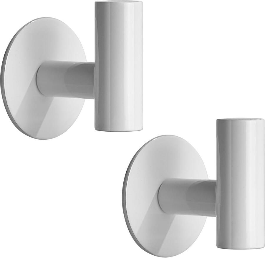 2 haken Zelfklevend geen boren nodig Roestvrij staal Metalen kapstok Handdoekhaak Kapstokhaak Voor keuken badkamer en slaapkamer Handdoek- jas- en meerhaken (wit)