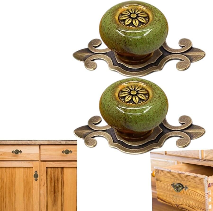2 handgrepen ladegrepen metalen meubelgrepen ronde luipaardgrepen handgrepen voor meubelaccessoires kunnen worden gebruikt voor deuren kasten kaptafels laden kledingkasten (7 4 * 2 6 * 3 2 cm groen)