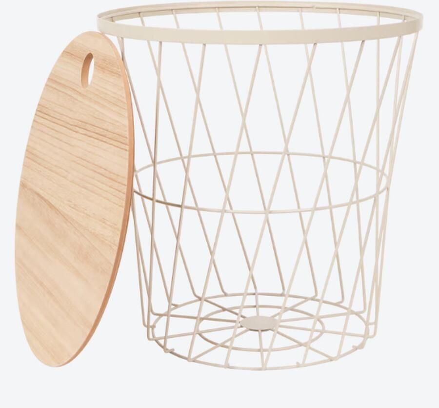 2-in-1 bijzettafel en draadmand Gemaakt van metaal Multifunctionele mand