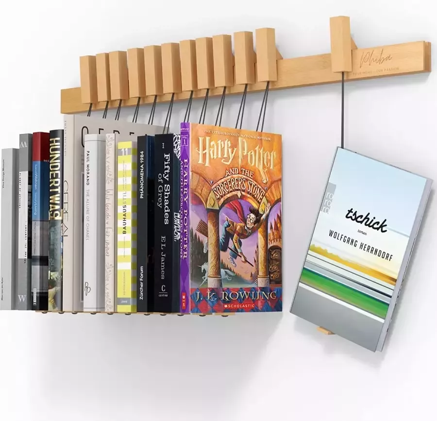 2-in-1 boekenkast uniek [duurzaam] innovatief wandrek met bladwijzer Smal rekvoor boeken Boekenplank van natuurlijk hout
