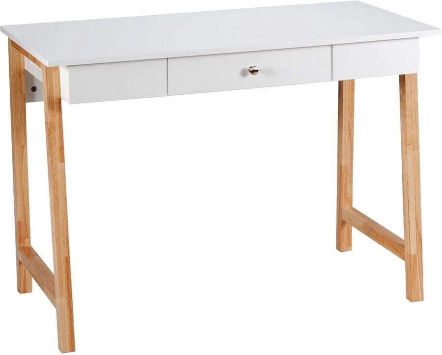 “2-in-1 Computerbureau & Kaptafel – Hout Groot Werkblad 106 5 x 50 x 75 5 cm Bruin Natuurlijk”