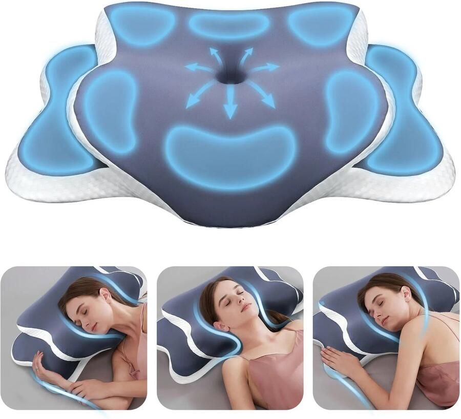2-in-1 Ergonomisch Orthopedische Veelzijdige Nek Steun Kussen Paars Nek Foam Bed Hart Kussen Schouderpijn Zij Slaper Verkoelend Gel Traag Schuim Nekpijn Verlichting Contour Rug Maag Sleeper Cervicaal Verstelbare Hoogtes Optimale Ondersteuning Apneu
