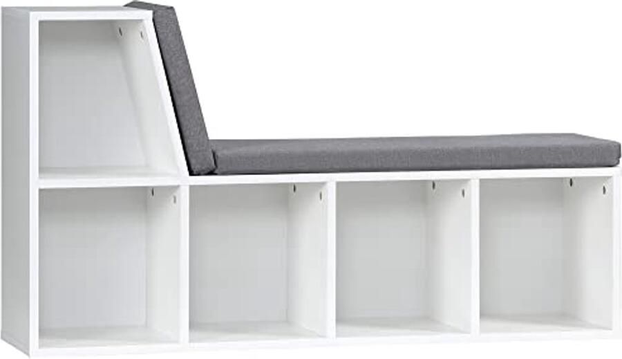 2-in-1 Opbergbank met 5 Vakken en 2 Kussens Modern Meubel voor Woonkamer en Entree