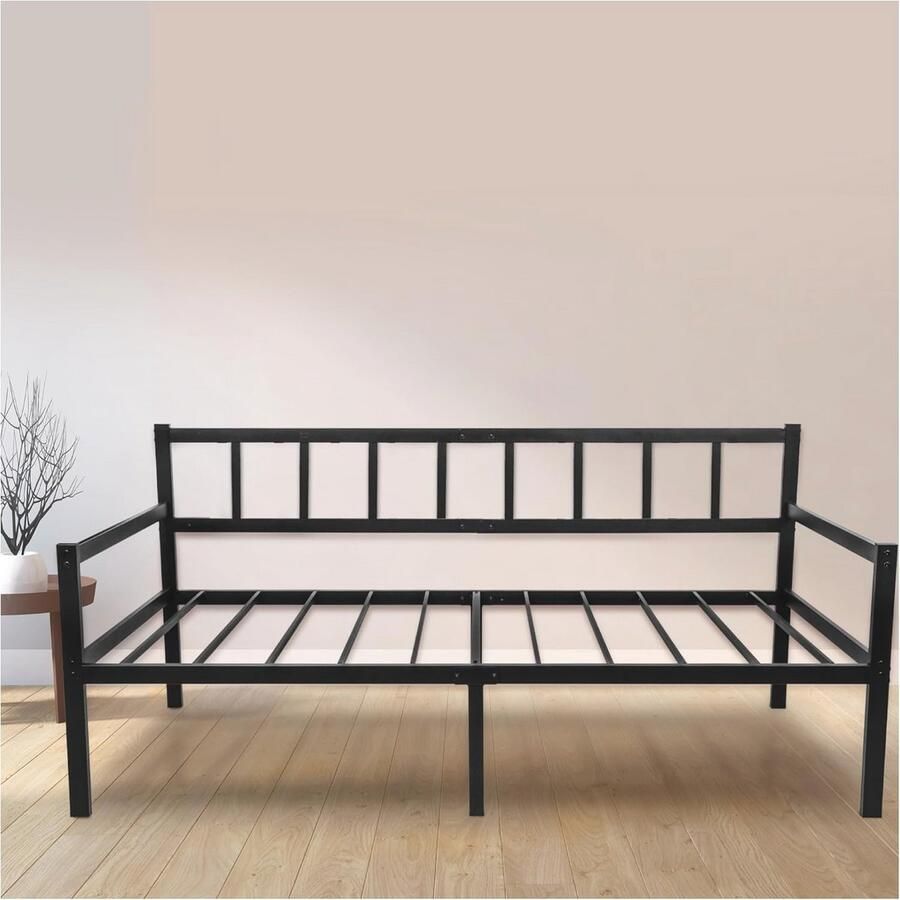 Slaapbank 2 in 1 Metalen Frame voor Eenpersoonsbed 92x212x36 cm Bedframe voor Matras 90x200 cm