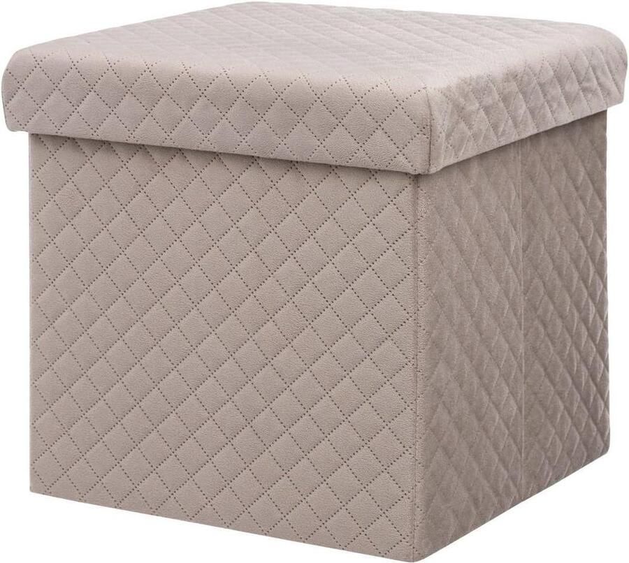 2-in-1 zitzak en opbergdoos fluweel beige linnen 31 x 31 cm