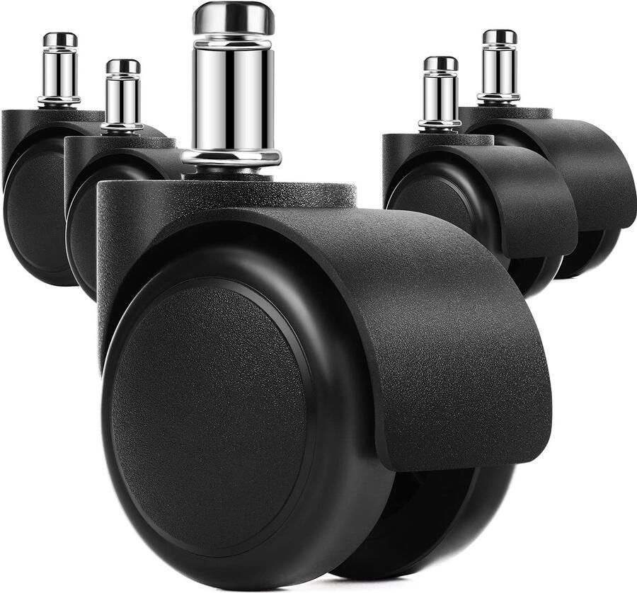 2-inch zware vervangende bureaustoelwielen stille rubberen draaibare bureaustoelwielen geschikt voor alle vloeren inclusief hardhouten vloeren universele standaardmaat past op 99% van de vloeren 5-pack