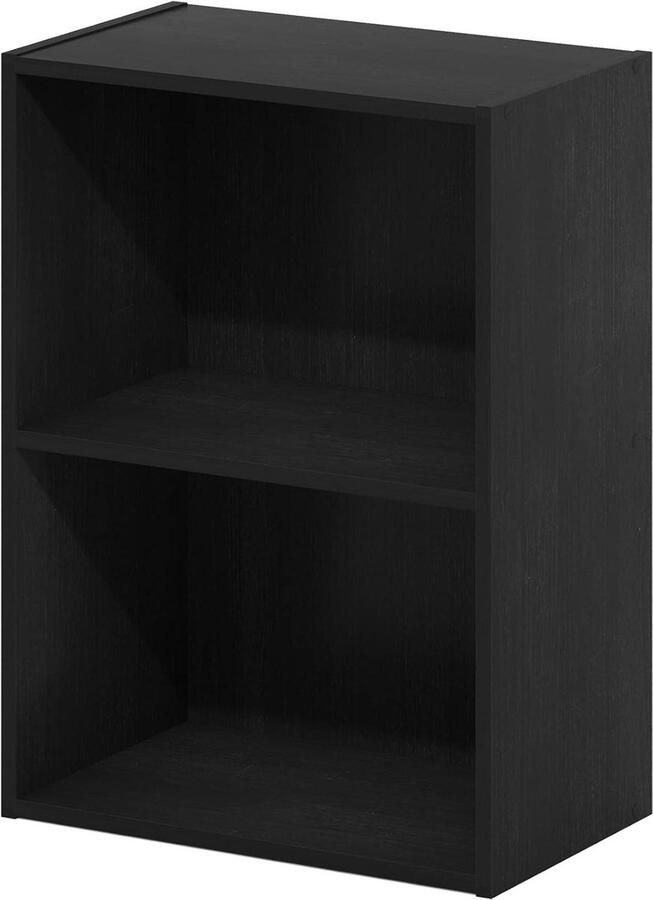 2-laags boekenkast open plank zwart hout Luder