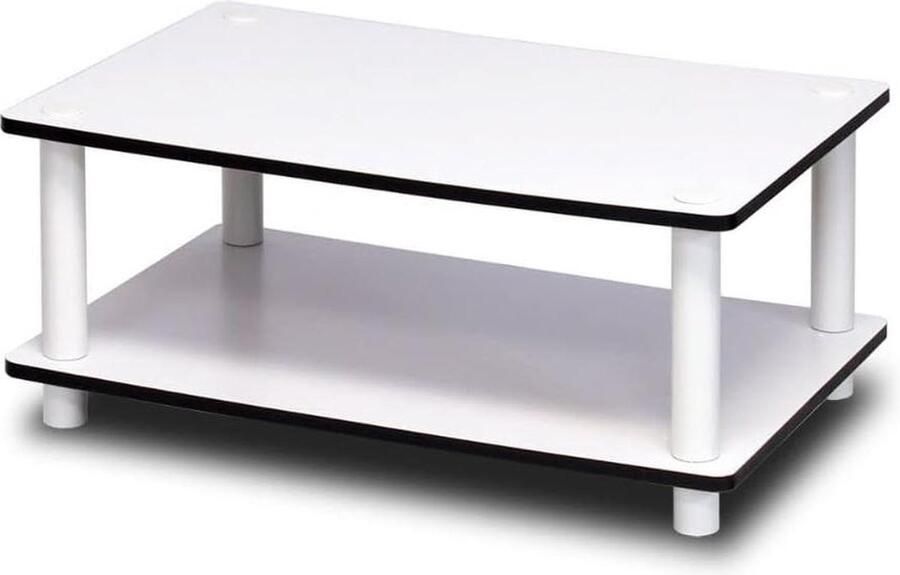 2-laags koffietafel zonder gereedschap engineered_hout wit wit 1-pack van Furinno met moderne uitstraling en veelzijdige toepassingsmogelijkheden