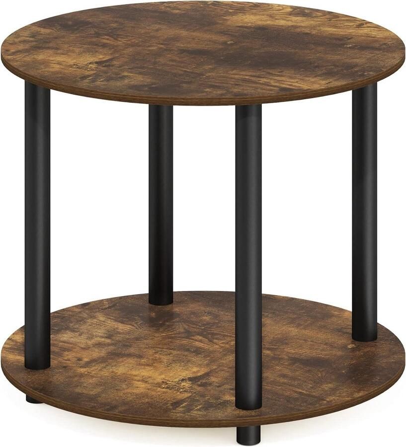 Ronde salontafel met 2 niveaus houten amber grenen 1-pack