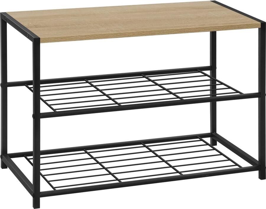 2-laags schoenenrek en opbergkast voor hal stevige houten en metalen organizer