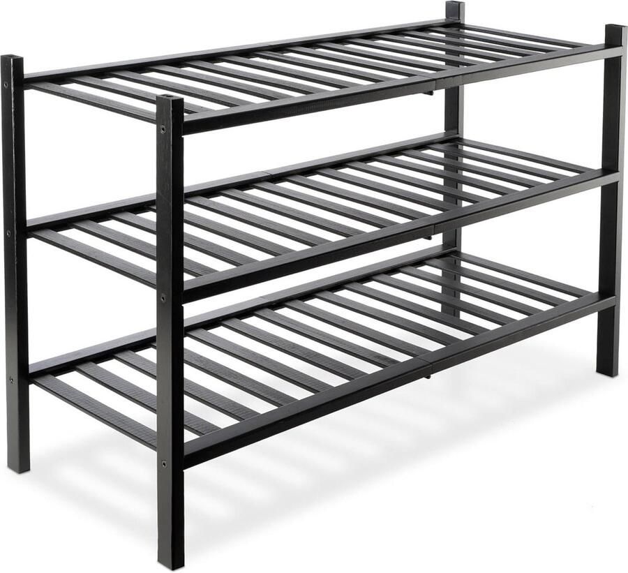 2 Niveau Bamboe Schoenenrek 68 x 28 x 46 cm Schoenenkast Schoenenstandaard voor Hal Woonkamer en Gang Zwart - Foto 2