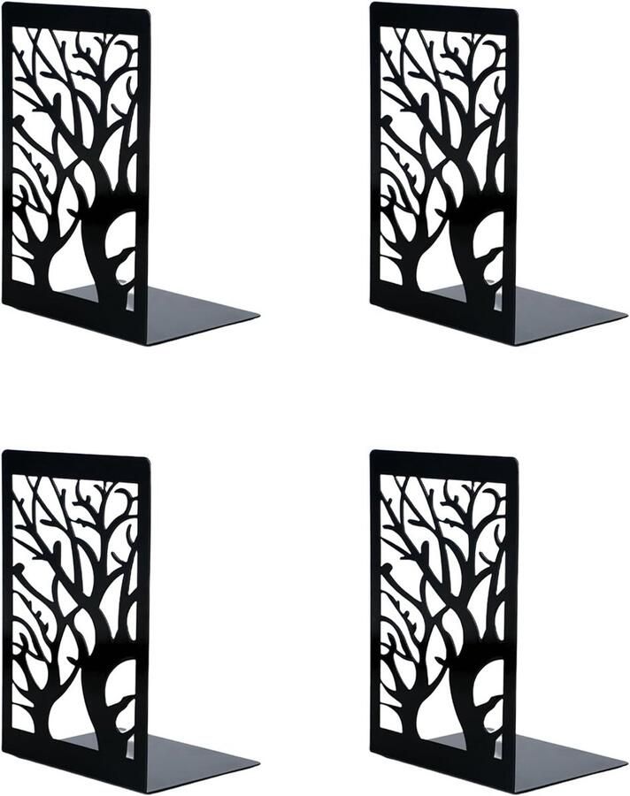 2 paar antislip metalen boekensteunen set van 4 boekenplank-boekenorganizer robuuste boekensteunen voor kantoor thuis school bibliotheek matzwart