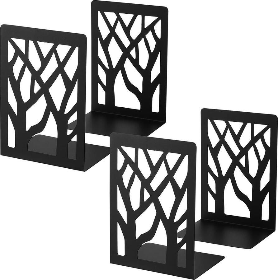 2 paar boekensteunen boomboekenhouder zwart boekensteun metaal ordnerhouders boekstoppers boekenhouder boekhouder voor bibliotheek kantoor boekenkast