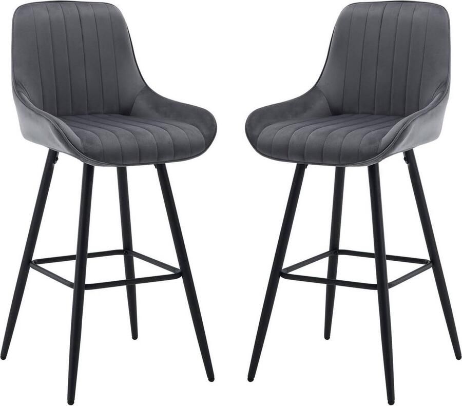 Rootz Living Rootz 2-pack barkruk tegenkruk gewatteerde stoel ergonomisch fluwelen zitting 48 5 cm x 106 cm x 46 cm