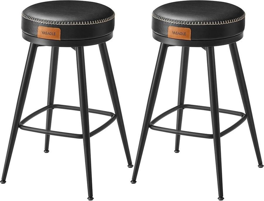 Rootz Living Rootz 2 Pack Barkrukken Counter Krukken Keukenkrukken Stalen Frame 58D Schuim PU Leer 54cm x 54cm x 65cm