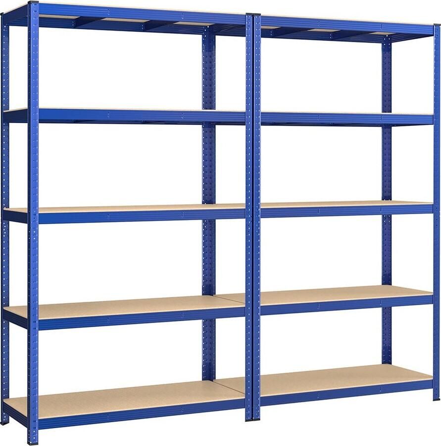 Rootz Living Rootz 2-Pack Blauw Opbergrek Stalen Plank Heavy Duty Verstelbare Planken 60cm x 120cm x 200cm