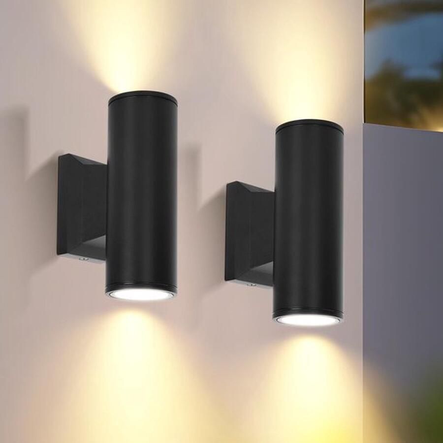 2 pack buiten wandlamp GU10 aluminium bewegende muur verlichting IP65 waterdicht binnen en buiten licht voor patio tuin hal balkon veranda pad enz.Lamp niet inbegrepen