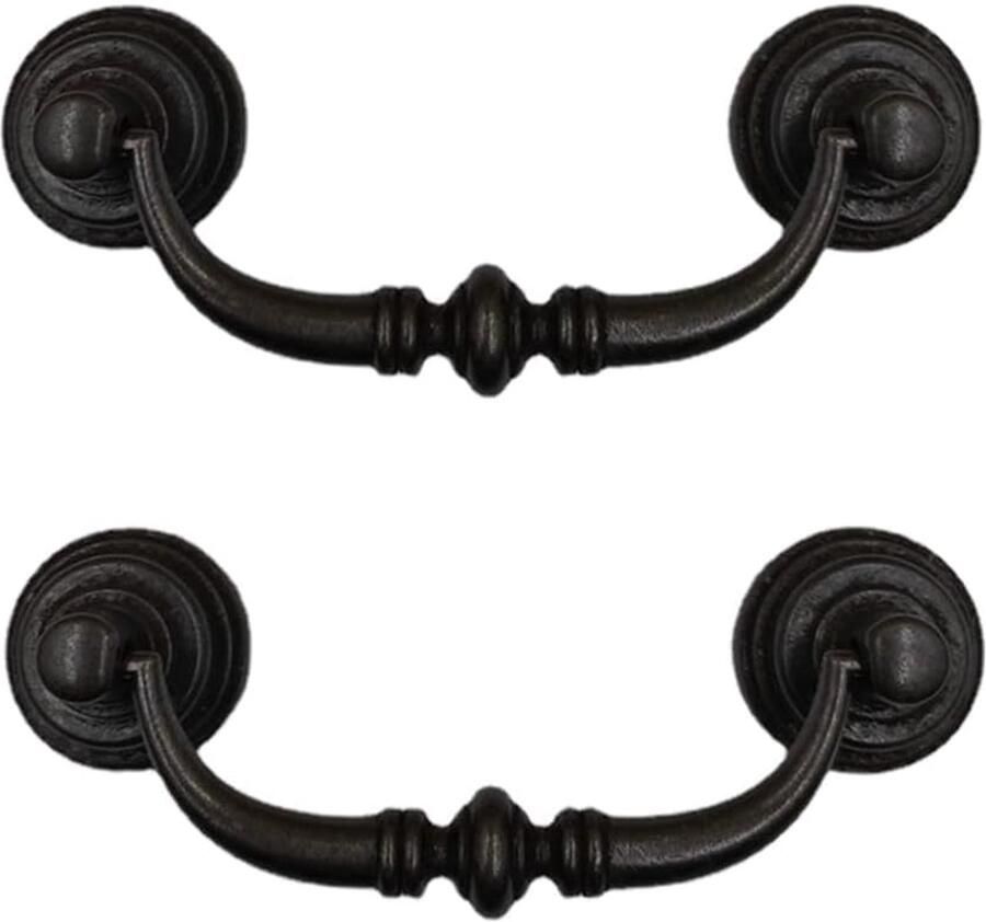 2 Pack Iron Black Vintage Cabinet Handle 125mm Drawer Pull Handle Swing Rings Vintage Antique Cabinet Knobs Universele Koperen Messing Handgrepen