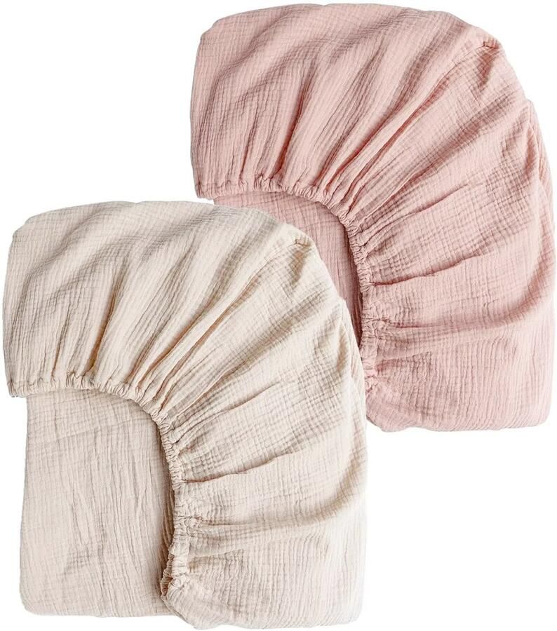 2-pack kinderlakens van katoenchiffon 60x120 cm opvouwbaar ledikant ademende lakens voor wieg of wieg zand