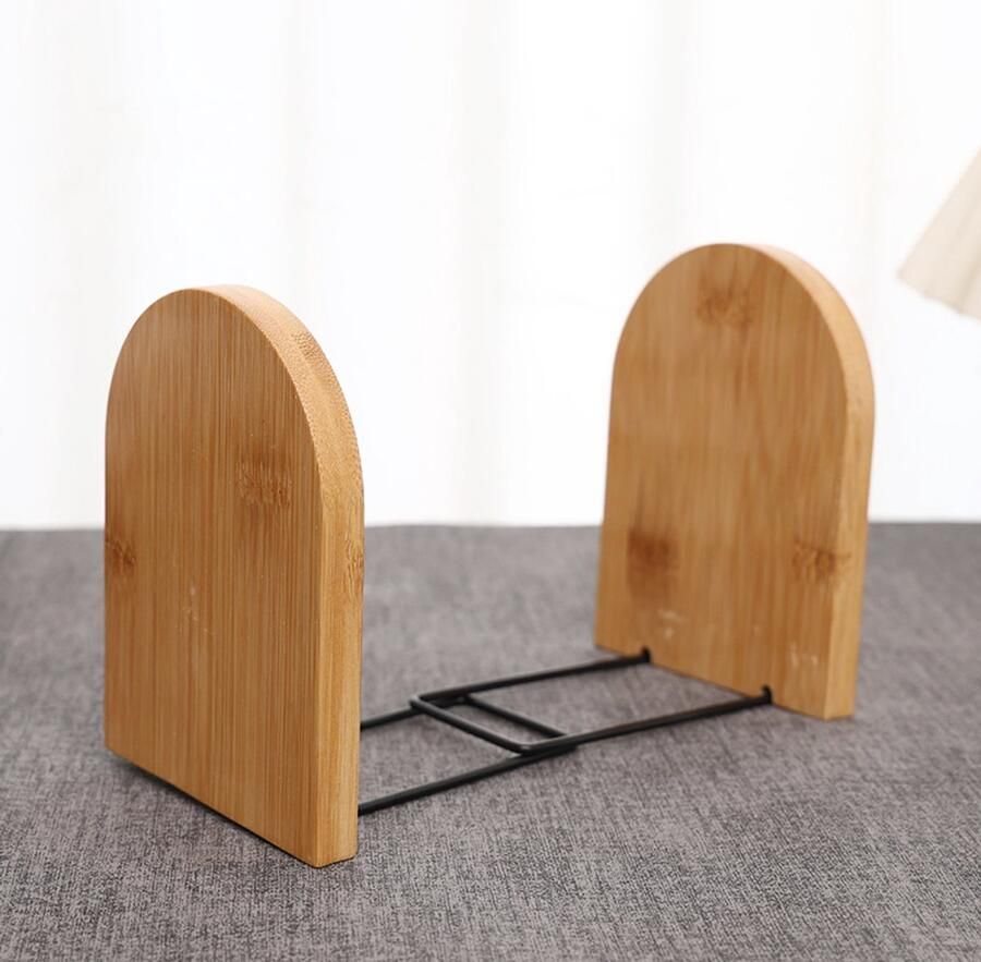 2-pack natuurlijke bamboe boekensteunen grote capaciteit kantoor boekensteunen antislip boekenstandaard boekenplank geschikt voor thuiskantoor bibliotheek school studeerkamer decoratie