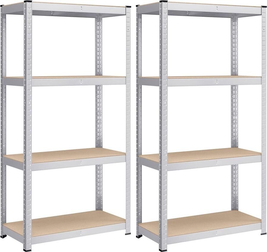 Rootz Living Rootz 2-pack opbergrekken metalen planken verstelbare planken zwaar gebruik 40 cm x 80 cm x 160 cm
