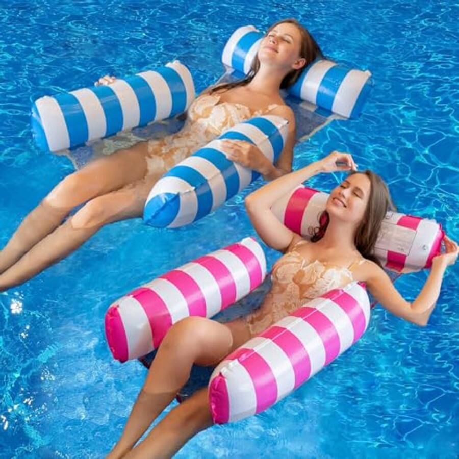 2 Pack Opblaasbare Waterhangmat voor Volwassenen – Multifunctionele Zwembad Float