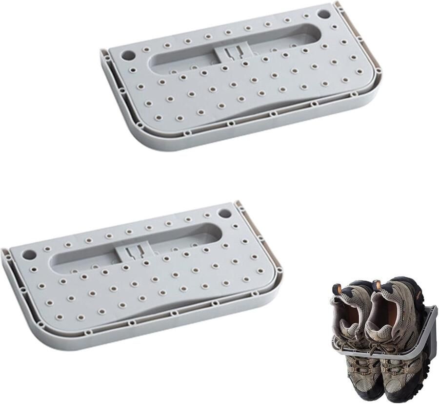 2-pack opvouwbaar schoenenrek schoenenkastrek wandmodel schoenenrek opbergrek geschikt voor schoenenopberging (28x14x2CM) grijs