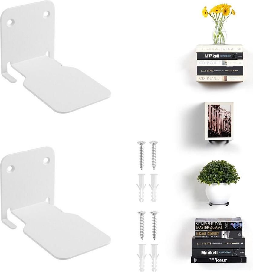 2-pack prachtige verborgen metalen boekenplanken 10 5x6x6 6CM zwevende boekenplank wand opbergrek geschikt voor thuis kantoor klaslokaal bibliotheek Wit 10.5*6*6.6cm - Foto 2