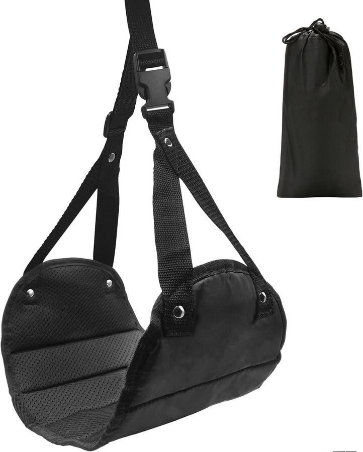 2-pack reis voetenbank hangmat perfecte vliegtuig-trein voetenbank hangmat kantoor voetenbank riem essentiële comfortabele voetenbank voor lange reizen Zwart