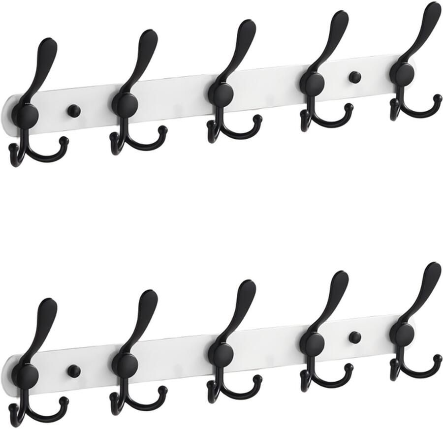 2-Pack wandgemonteerde kapstokken RVS kapstok Robuuste wandgemonteerde kapstok Premium design RVS wandgemonteerde kapstok 40*12 7*3cm-Wit