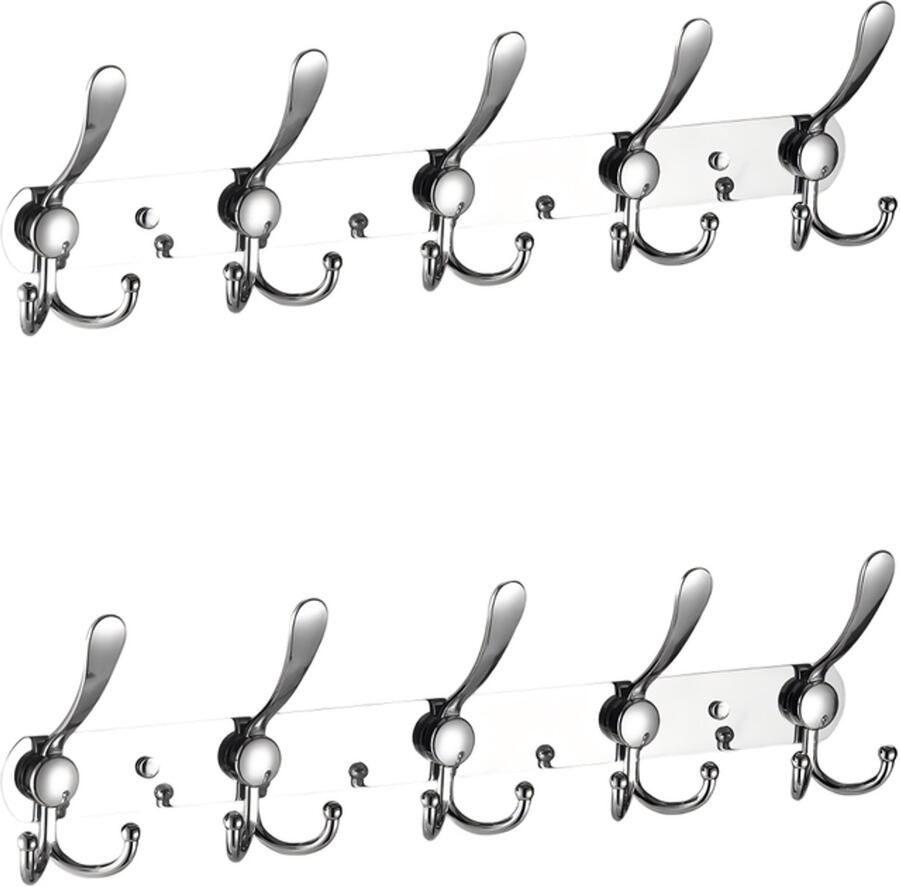 2-Pack wandgemonteerde kapstokken RVS kapstok Robuuste wandgemonteerde kapstok Premium design RVS wandgemonteerde kapstok 40*12 7*3cm-Glanzend