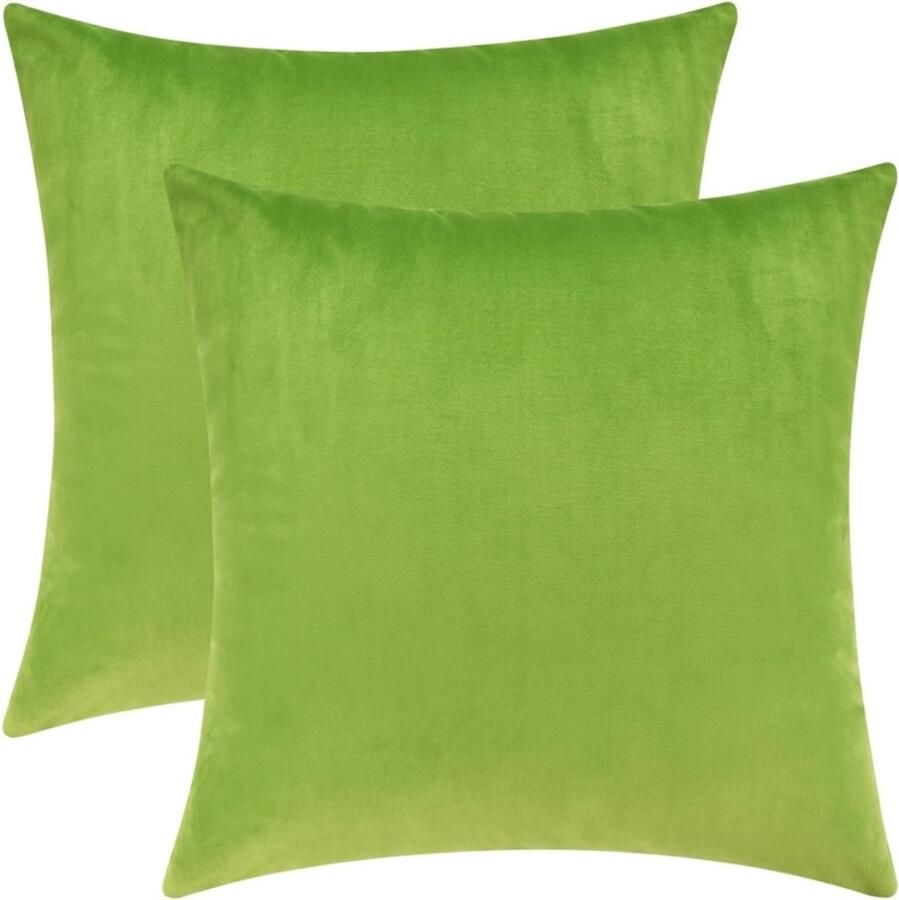 2-pack Zachte effen fluwelen sierkussenhoezen Decoratieve vierkante sierkussenhoezen Kussenhoezen Voor bank slaapkamer auto 18 x 18 inch (Groen)
