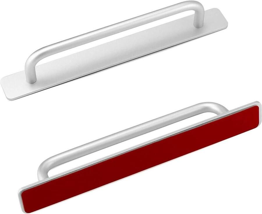 2 Pack Zelfklevende Deurgrepen Aluminium Handgrepen voor Kasten Badkamer Keuken Slaapkamer 210 x 25mm Zilver