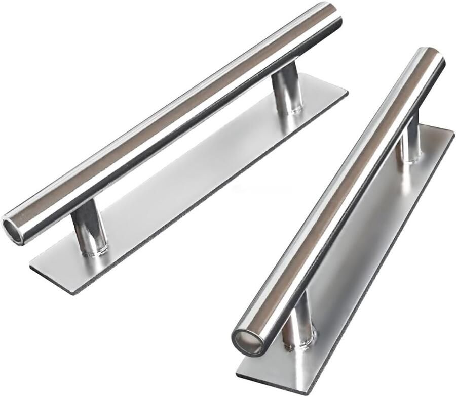 2-pack Zelfklevende duw-trekhulp Verborgen kunststof handgreep Ponsvrije kastlade deur raamkast universeel Dubbelzijdig klevende meubelgreep Zilver