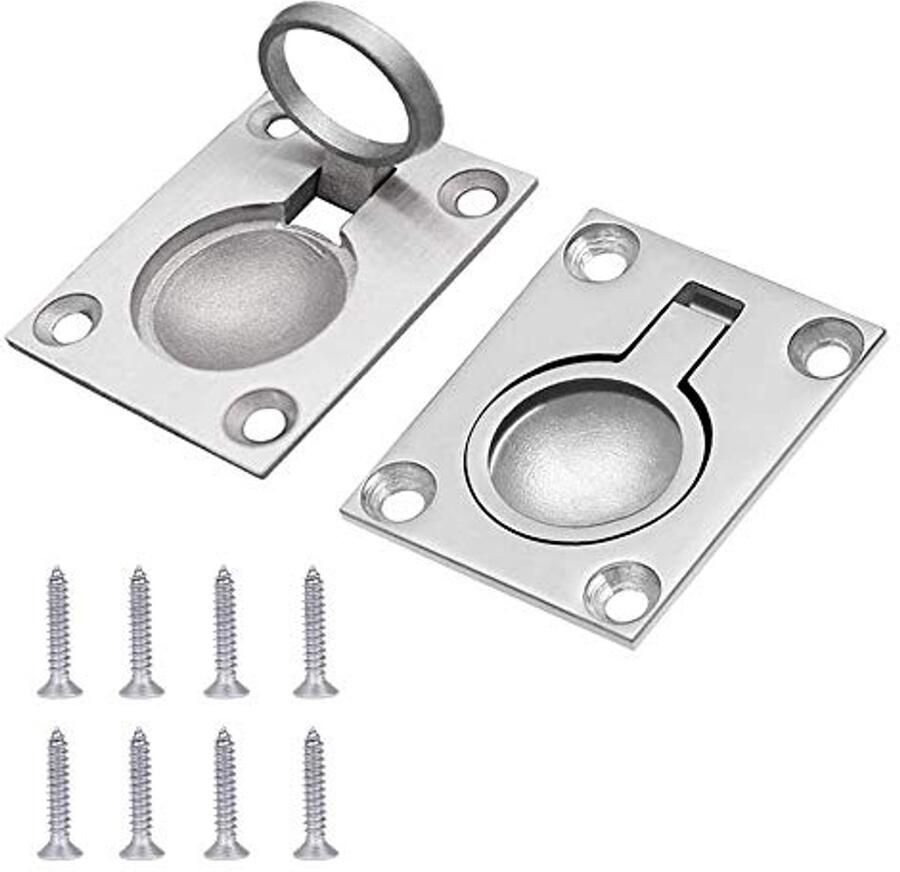 2 Packs Flush Ring Pull Handle Verborgen Handvat voor Luiken en Kasten