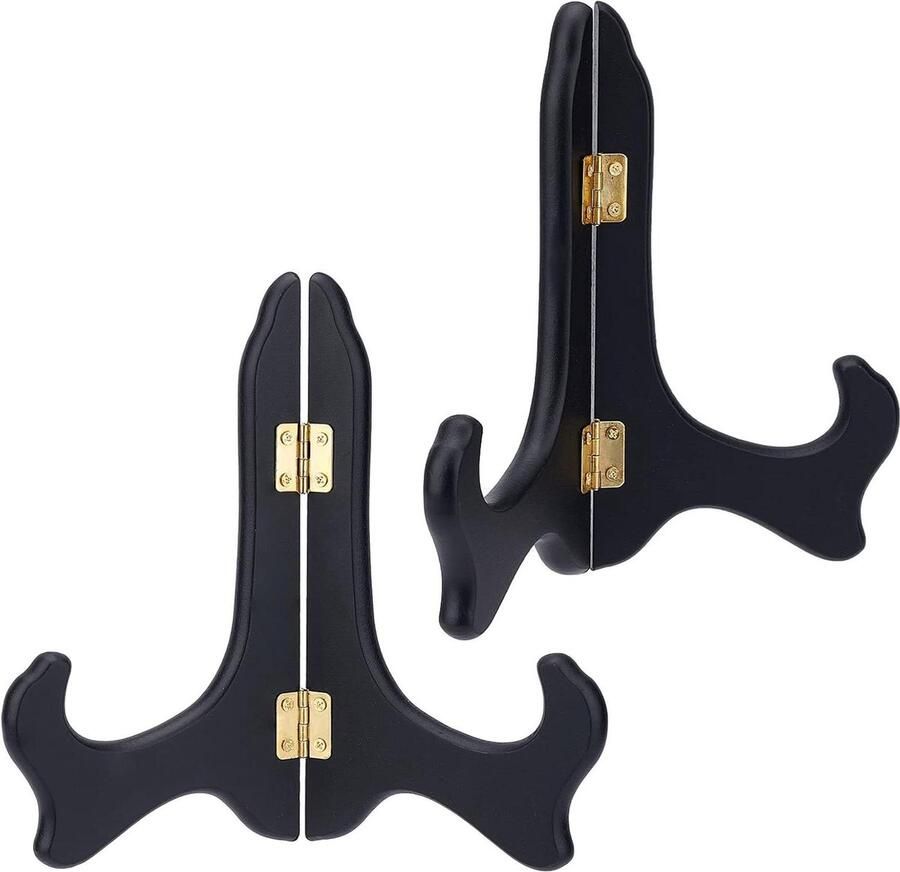 2-Packs Houten Display Stand Zwarte Ezel Plaat Houders Thuis Weergeven Foto Boeken Bruiloften Verjaardag Tafel Decoratie Rekken 6 Inch