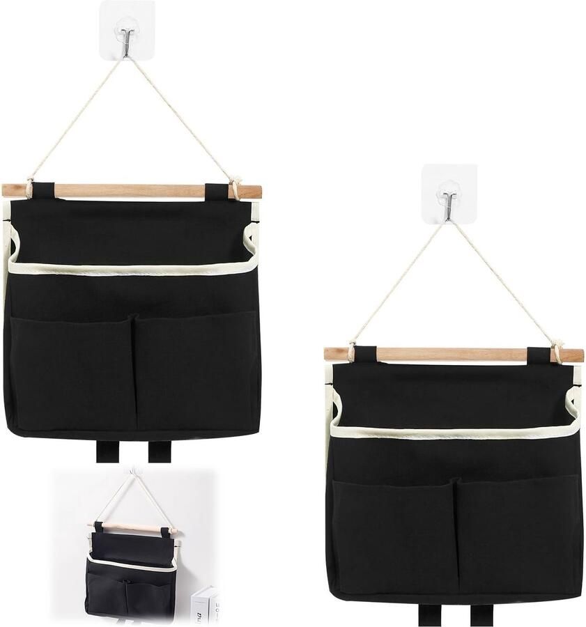 2 Pcs Door Hanging Organiser Hanging Organiser with 3 Compartments Foldable Linen Fabric Wall Organiser Made of Linen Fabric High Capacity Versatile for Home Office Bathroom Hallway