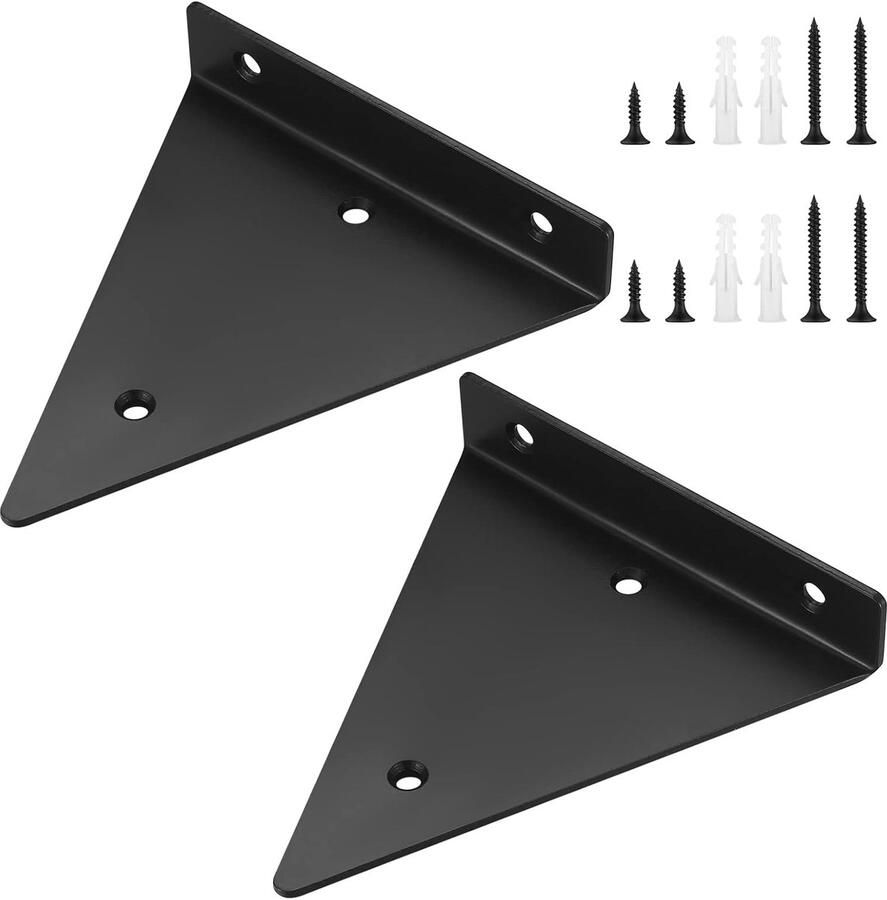 2 Pcs Floating Shelf Holders 14cm x 13cm Invisible Triangle Wall Mounts Hidden Wall Mount Robuuste Metalen Wall Mounts voor Opslag Boekenkast